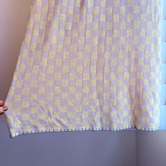 YanYan Knits Cap Sleeve Maxi Dress with Cloud in Checkered Yellow & Tan size M - Picture 7 of 16